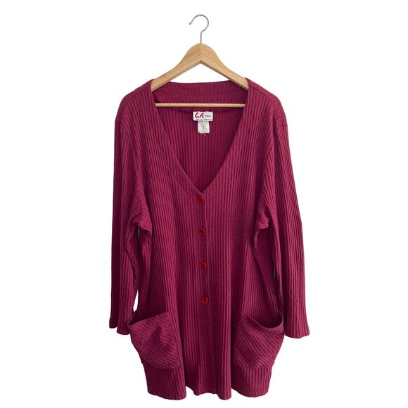 VINTAGE | 80’s LA Woman Rib-Knit Cardigan - Picture 3 of 16